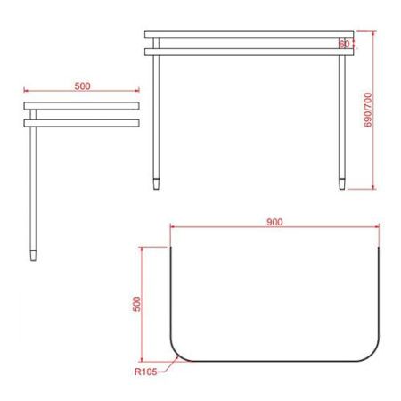 Консоль под раковину Artceram Azuley AZA003 71 01 bi/cr 90х50 напольная цвет хром