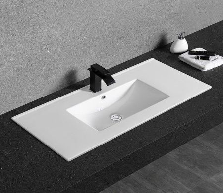 Раковина из сантехнического фаянса CeramaLux YJ803-80 80х40 встраиваемая цвет белый 1 отверстие под смеситель