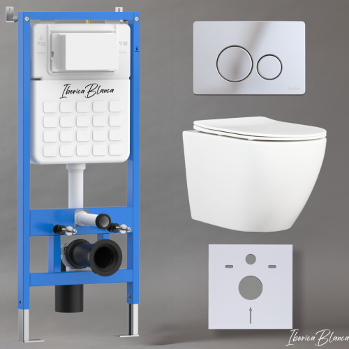 Комплект унитаз с инталляцией и клавишей смыва Iberica Blanca BILBAO ALTO IB001.BLA.234.8131 - фото 2