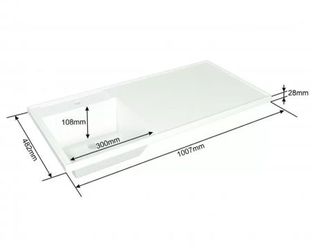 Раковина из искусственного камня СанТа Лидер 900107N 100х50 над стиральной машиной цвет белый