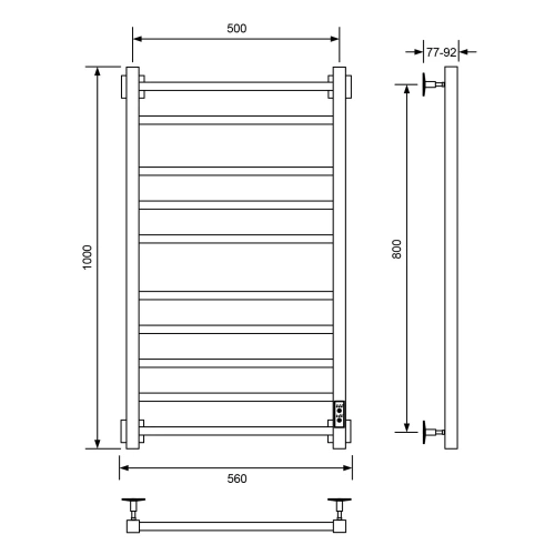 Полотенцесушитель Veconi Barro-B B10050CH-B настенный электрический хром - фото 2