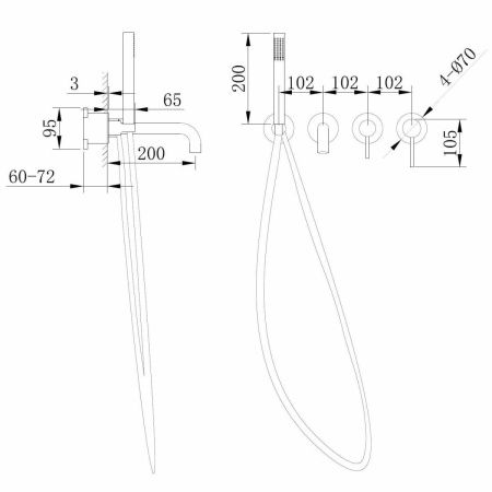 Смеситель для ванны и душа Abber Wasser Kreis AF8130MRG встраиваемый в стену розовое золото