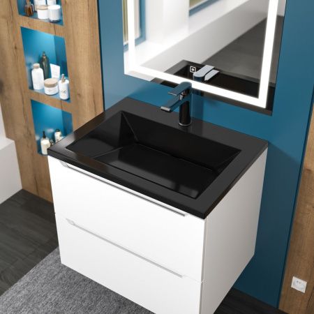 Раковина из искусственного камня Uperwood Olivia ROlivia60bg 60х50 полувстраиваемая цвет черный