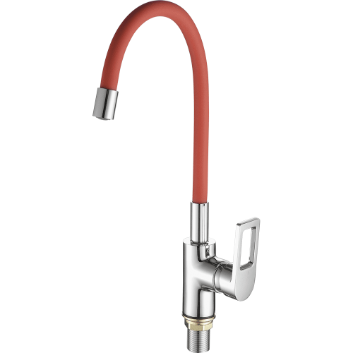 Смеситель для кухни Fashun A4253+B06 на мойку хром/красный - фото 2