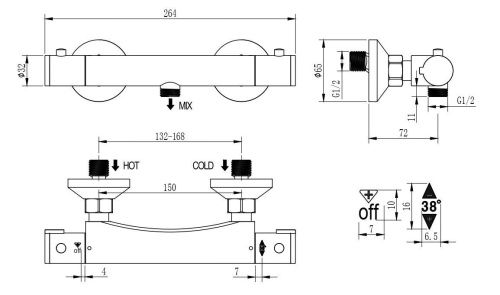 Смеситель для ванны и душа Voda T1080V настенный хром - фото 3