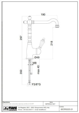 Смеситель Fiore Imperiale Sky 82OO5225 на раковину золото