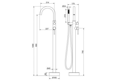Смеситель Aquatek Европа AQ1345BGM напольный вороненая сталь