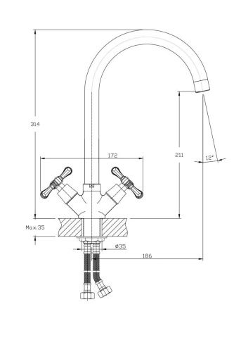 Смеситель для кухни Rush Bianki BI7650-24 на мойку хром - фото 2