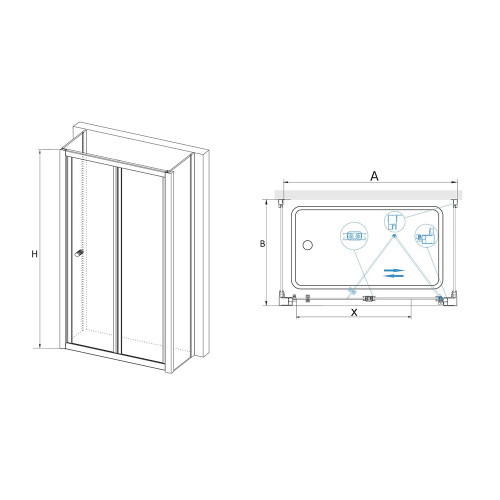 Душевой уголок RGW Classic 04094109-011P 100х90 стекло прозрачное профиль хром глянцевый без поддона - фото 2