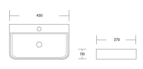 Раковина из сантехнического фарфора MILLEAU MIEL MU0072B-GW 45х28 накладная цвет белый глянцевый 1 отверстие под смеситель - фото 2