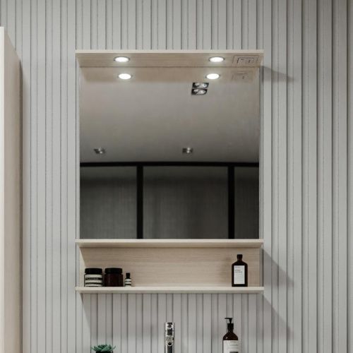 Зеркало с подсветкой Бриклаер 4627125414947 70х90 цвет светлая лиственница - фото 2