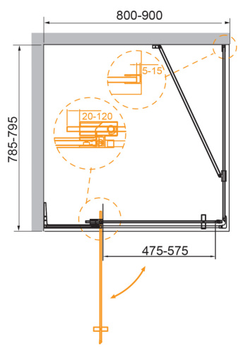 Душевой уголок Cezares SLIDER SLIDER-AH-1-80-80/90-BR-NERO 80х80 стекло тонированное 8 мм - фото 3
