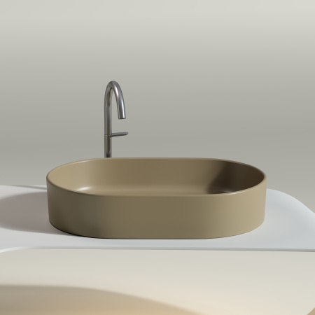 Раковина из сантехнического фарфора Ceramica Nova ELEMENT CN6048MC 61х39 накладная цвет капучино матовый без отверстий под смеситель