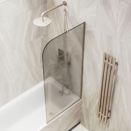 Душевая шторка на ванну Maybah Glass MGV-125-2у 35х140 стекло тонированное профиль бронза ориентация универсальная