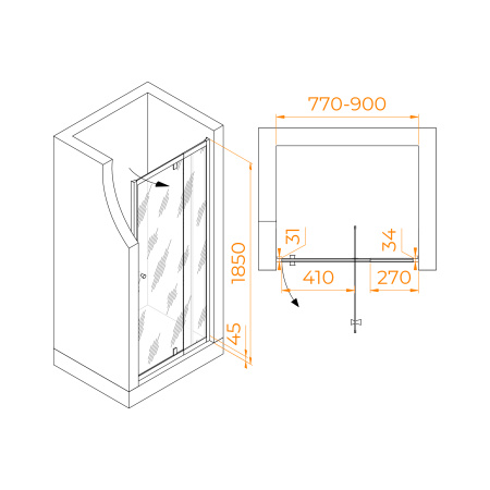Душевая дверь RGW Passage 41080208-11 80х185 стекло прозрачное профиль хром глянцевый