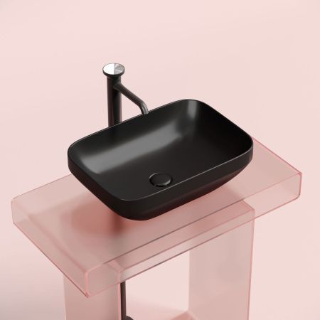 Раковина из сантехнического фарфора Ceramica Nova ELEMENT CN6055MB 50х40 накладная цвет черный без отверстий под смеситель