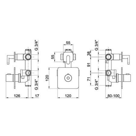 Смеситель для ванны и душа Webert Elio EL971302015 настенный хром с термостатом