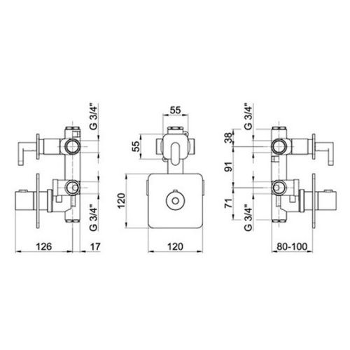 Смеситель для ванны и душа Webert Elio EL971302560 настенный черный с термостатом - фото 3