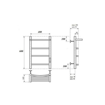 Полотенцесушитель электрический Point Афина PN04846PB 45х60 черный