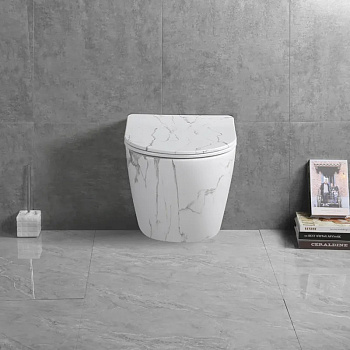 Унитаз подвесной Cerutti SPA CT9532 черный мрамор матовый с сиденьем микролифт безободковый смыв торнадо