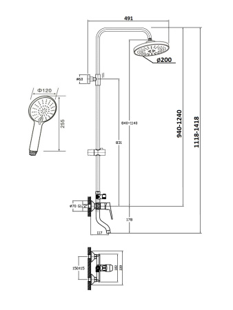 Душевая стойка Agger Merry A1393300 настенная цвет хром