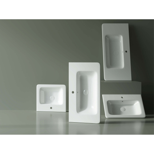 Раковина керамическая Dreja Nikson 200661 105х46 подвесная цвет белый 1 отверстие под смеситель - фото 3