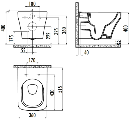 Чаша унитаза подвесная Creavit Solo SO321-00CB00E-0000 цвет белый без сиденья смыв торнадо