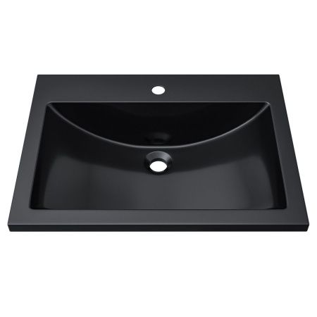 Раковина из искусственного камня Uperwood Self 4538341200 60х50 полувстраиваемая цвет черный