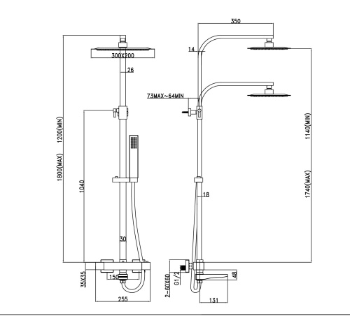 Душевая система с термостатом DENBERG DENBERG LT-301 настенная цвет хром - фото 2
