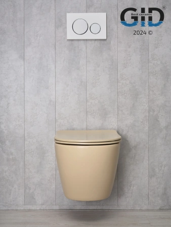 Унитаз подвесной Gid Convexo 62210Y бежевый с сиденьем микролифт безободковый смыв торнадо