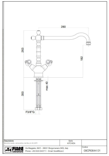 Смеситель Fiore Gioielli Sky 09CR0644 на мойку хром - фото 2