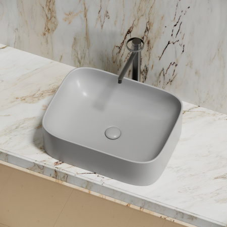 Раковина из сантехнического фарфора Ceramica Nova ELEMENT CN6052MSG 51х38 накладная цвет серый матовый без отверстий под смеситель