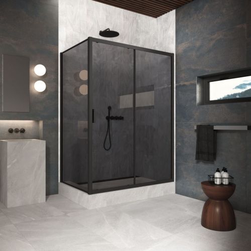 Душевой уголок Vegas-Glass ZP+ZPV Protec ZP+ZPV Protec h1900 180*100 02М 07 180х100 стекло тонированное профиль черный без поддона