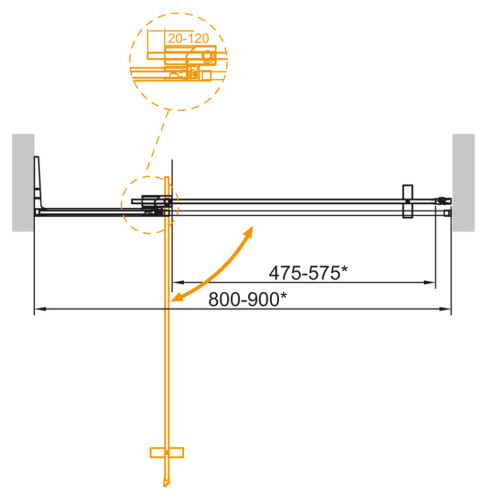 Душевая дверь Cezares SLIDER SLIDER-B-1-80/90-C-BORO 80х195 стекло прозрачное профиль золото брашированное - фото 5
