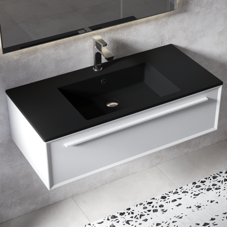 Раковина из искусственного камня Uperwood Megan 45481000005 100х50 полувстраиваемая цвет черный
