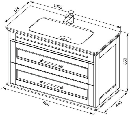 Раковина из литьевого мрамора Aquanet Бостон НФ-00017536 101х47 полувстраиваемая цвет белый 1 отверстие под смеситель