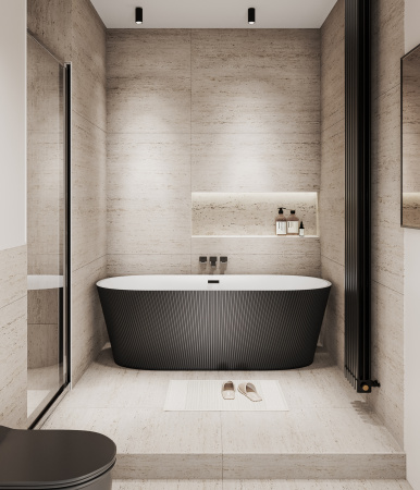 Ванна акриловая Grossman Forta GR-27021MB 170х75 отдельностоящая овальная с каркасом