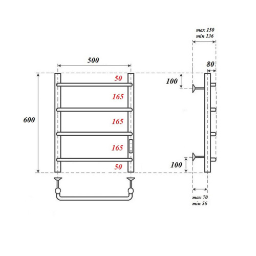 Полотенцесушитель Point Ника PN08856 электрический хром - фото 2