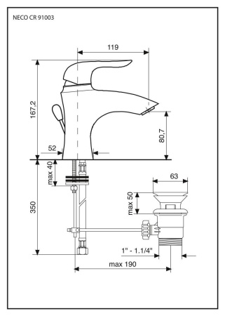 Смеситель Emmevi Neco 91003/CR на раковину хром
