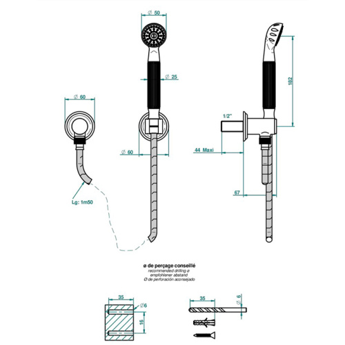 Душевой гарнитур THG Moon Dragon U5G-A02-52 настенный хром - фото 2