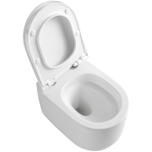 Унитаз подвесной Boheme Flow 969-SET-W цвет белый глянцевый с сиденьем микролифт безободковый смыв торнадо - фото 4