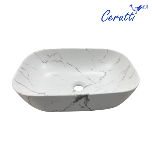 Раковина из сантехнического фарфора Cerutti SPA CR8217MMW 50х40 накладная цвет мрамор матовый белый - фото 3