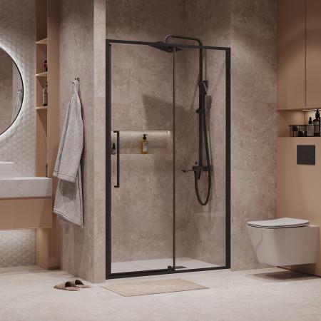 Душевая дверь Niagara Nova NG-85-11AB 110х195 стекло прозрачное профиль черный матовый