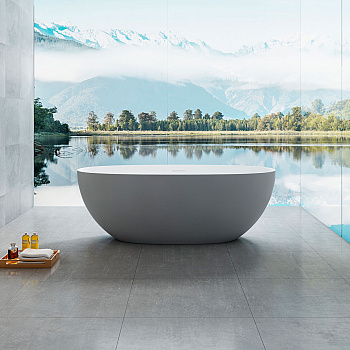 Ванна из искусственного камня Vincea Solid Surface VBT-6S01MG 170х75 отдельностоящая овальная