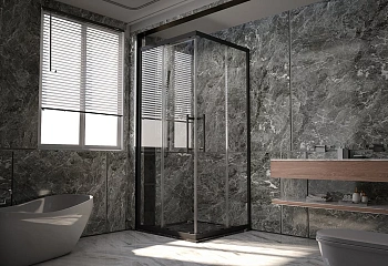 Душевой уголок Veconi Premium Trento PTC20-B-9090-01-C4 90х90 стекло прозрачное профиль черный матовый без поддона