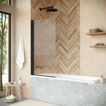 Душевая шторка на ванну Vegas-Glass EV+EV NOVO EV NOVO 76 02М Moru L 76х139 стекло рифленое профиль черный матовый ориентация левая