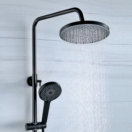 Душевая стойка Bond Circle B01-8188 настенная цвет черный матовый