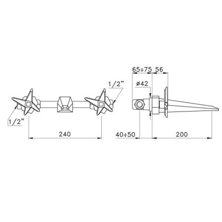 Смеситель для раковины Stella ST 01001 CR00 встраиваемый в стену хром