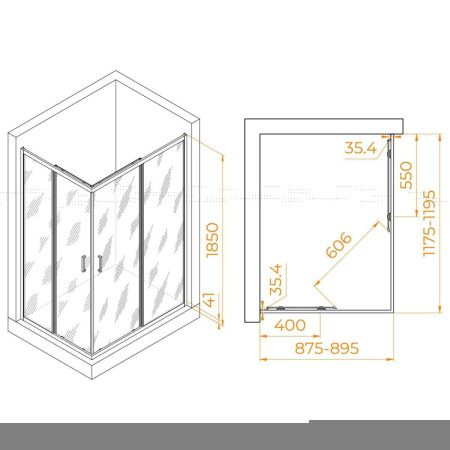 Душевой уголок RGW Passage 020814692-14 120х90 стекло прозрачное профиль черный без поддона