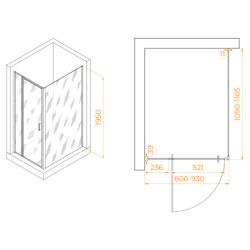 Душевой уголок RGW Passage 350807881-11 80х110 стекло прозрачное профиль хром глянцевый без поддона - фото 2